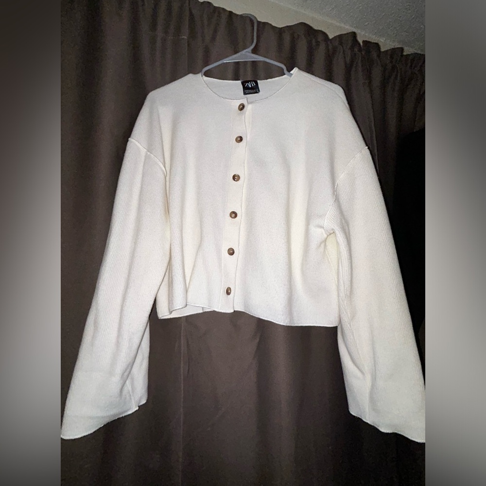 Zara Cream Button-Up Sweater